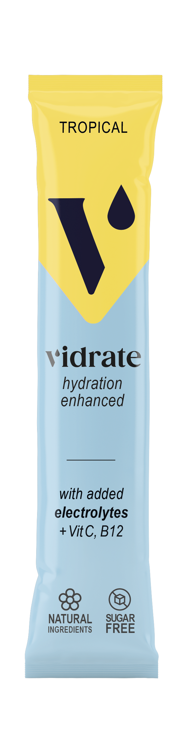 Vidrate Hydration Sachets - 8 Pack: Sugar-Free, Electrolytes & Natural Beverage Drink Vitamin for Energy Boost - Sport